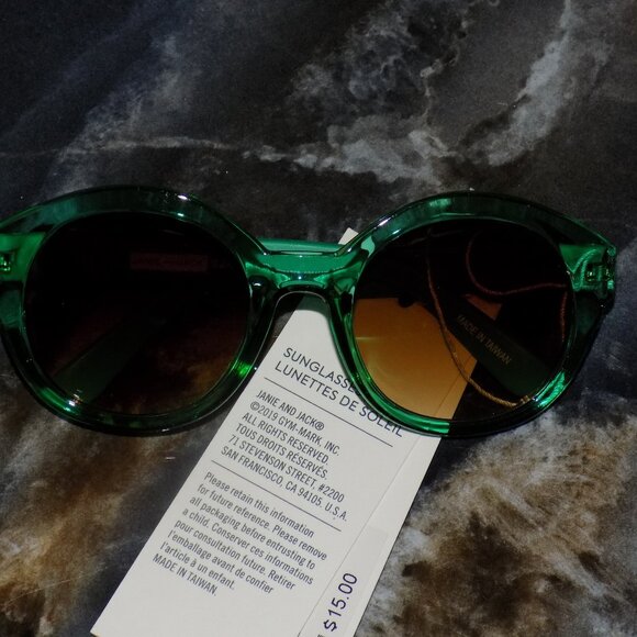 Janie And Jack Green Tinted Cat Eye Sunglasses Girls 0 -2 Years NEW - Picture 1 of 3